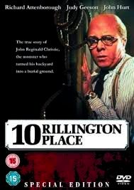 The cover of the DVD version of 10 Rillington Place: a film (starring Richard Attenborough) of the crimes of John Christie, pathetic and evil murderer.
