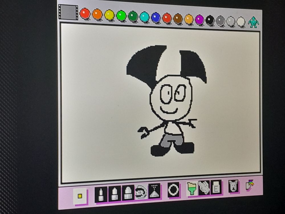 Stic, drawn in Mario Paint. Due to certain limitations, he uses his classic colors.