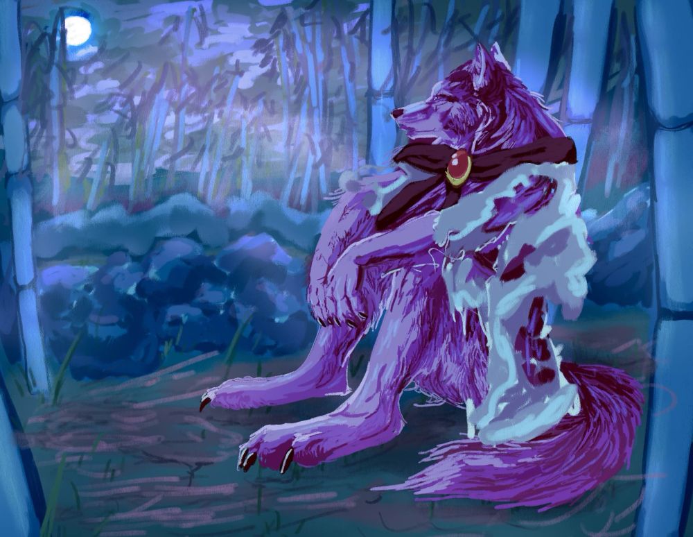 Kagerou Imaizumi in the Bamboo Forest of the Lost. Original image: https://www.deviantart.com/wolfroad/art/Voices-525348067