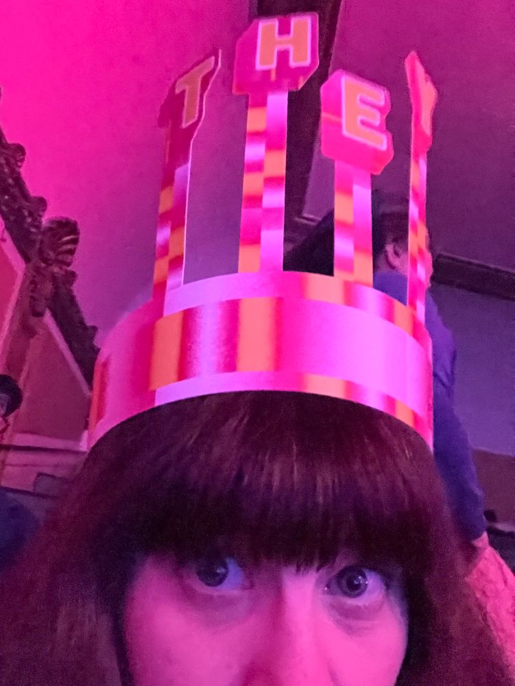 Me, in a cardboard hat that says THEY