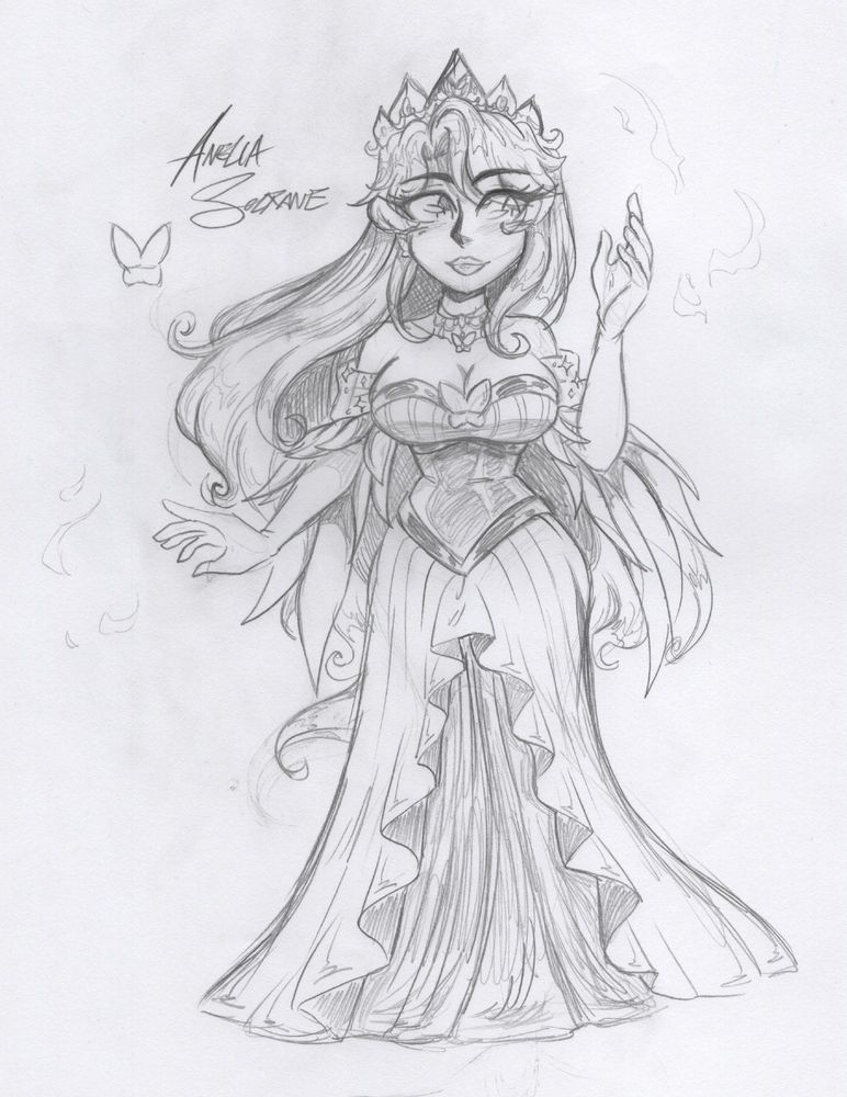 Sketch of my OC, Princess Anelia Solrane, by AvaikaofStarfox.
