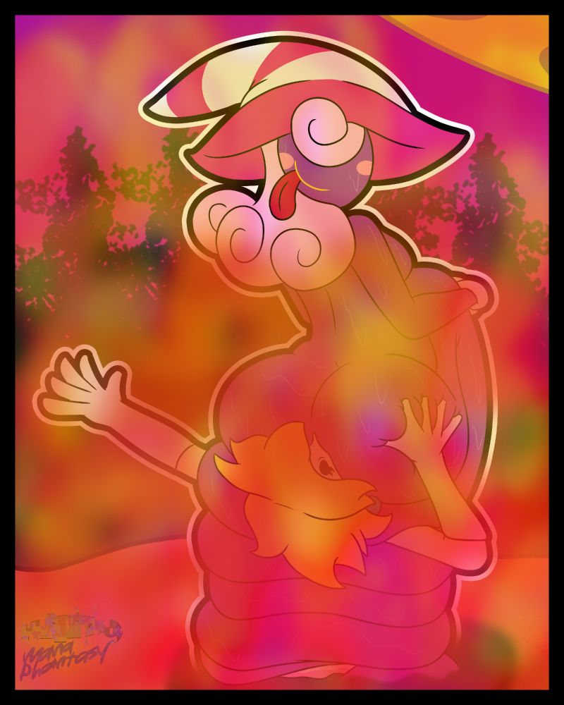 Vivian from Paper Mario TTYD coiling Princess Peach and sinking her into shadows while smothering Peach in her "Peach"~

Vivian's givig peach a showing of her super strong Fiery Jinx~!