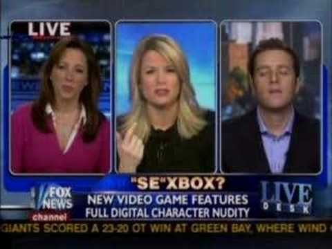 News report with the headline ""SE"XBOX?" followed by the text
"New video game features full digital character nudity"