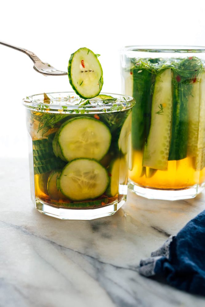 You'll love these fresh homemade pickles! This recipe for dill refrigerator pickles is ready in 1 to 3 hours, depending on how you slice your cucumbers.