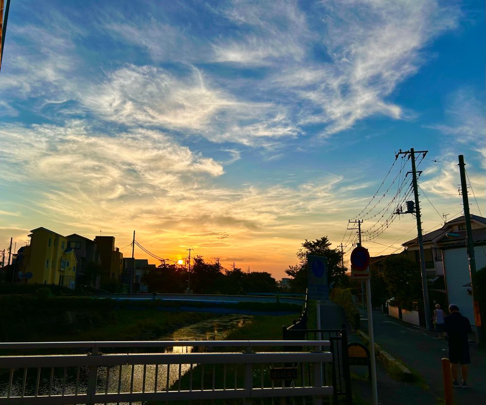 Sunset over the river, taken from the bridge.