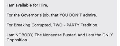A baffling, vaguely threatening pair of rhyming couplets which make a series of vapid political claims about "breaking tradition" and "nonsense busting", in the style of Dr. Seuss and Rumpelstiltskin.