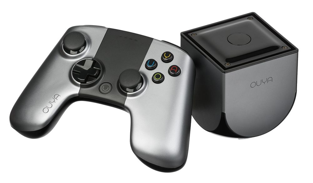 Stock image of an OUYA console with controller