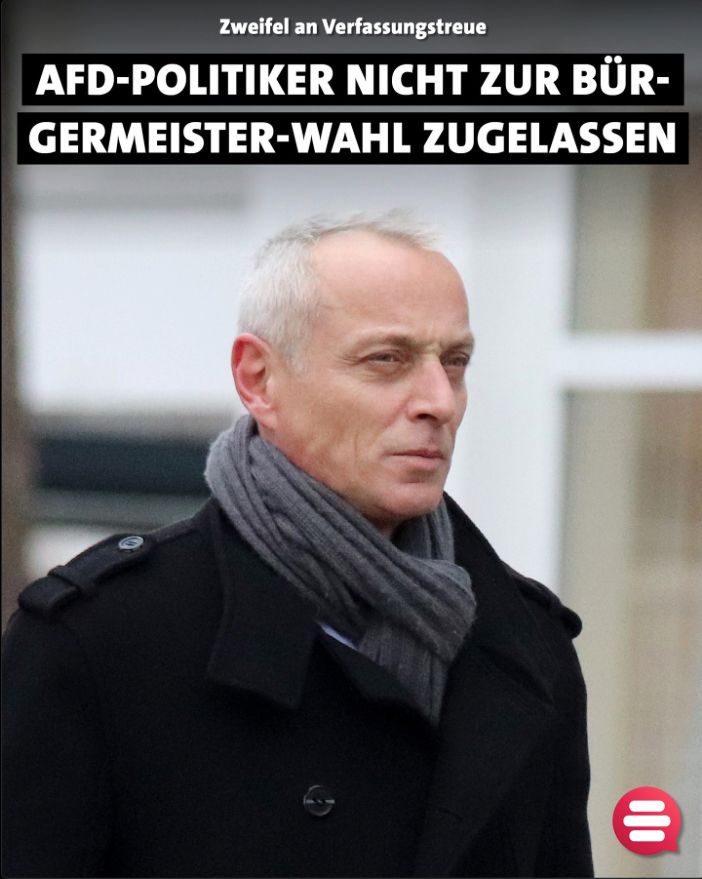 Instapost von endstation.rechts

Wegen Zweifeln an der Verfassungstreue wurde das ehemalige „Nordkreuz“-Mitglied (jetzt AfD) Haik Jaeger nicht zur Bürgermeisterwahl zugelassen.

Dadrunter Foto von Haik Jaeger