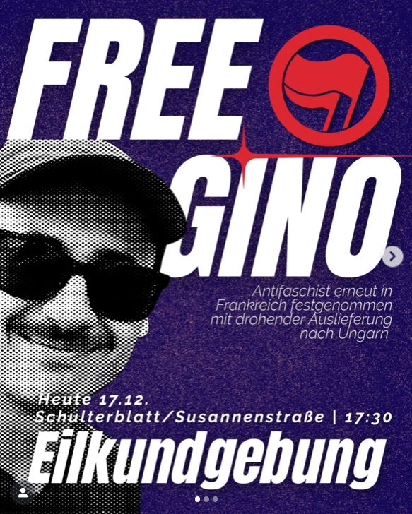 Eilkundgebung - Free Gino

Hamburg: HEUTE 17.12.2025 17:30, Schulterblatt/Susannenstr