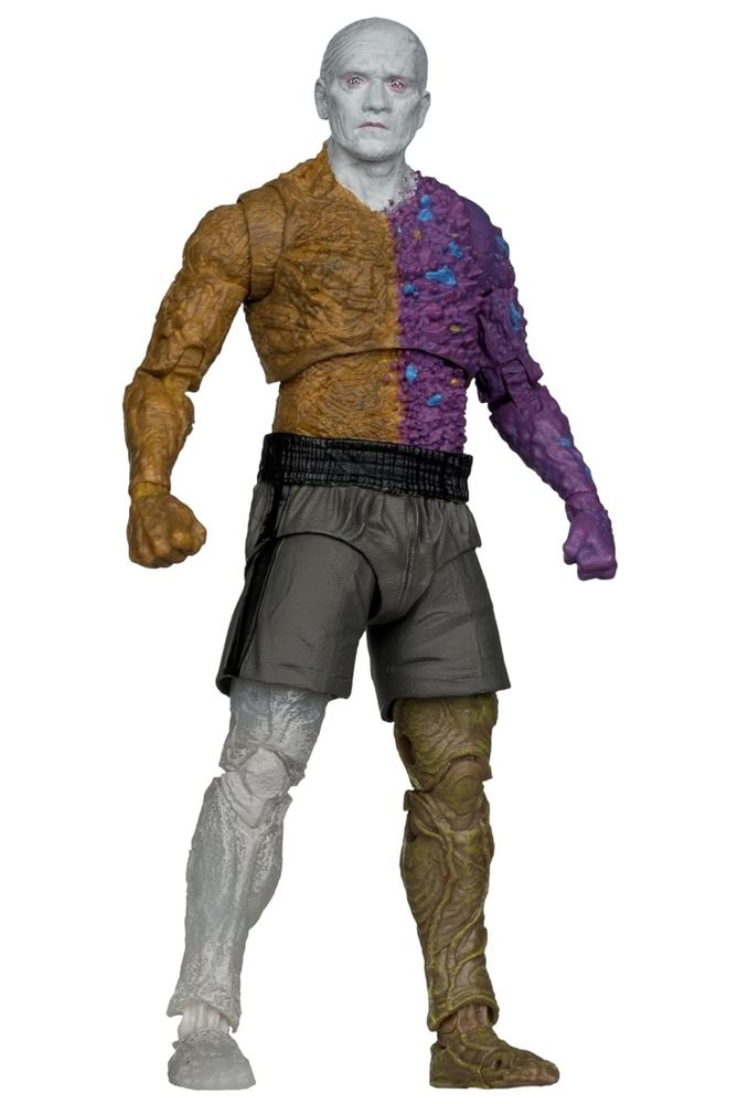 A McFarlane Toys action figure of Metamorpho, from James Gunn's Superman movie.  He's wearing pants.
