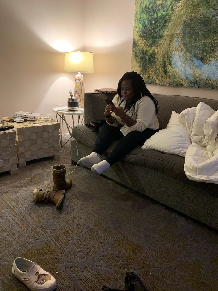 Jamie's feet being Ed Bradley's earring for Halloween 