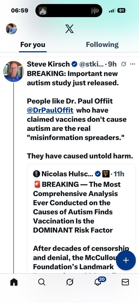 Tweet claiming vaccination is dominant risk factor in autism 