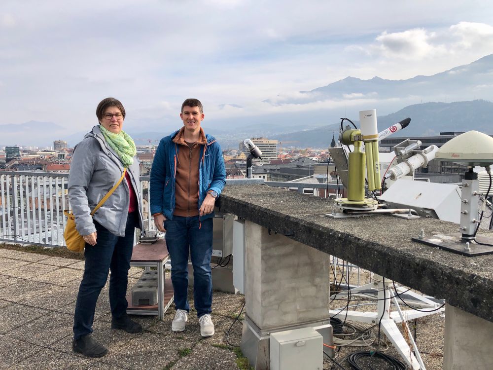 On top of the meteorology building at University of Innsbruck with view about the roofs of Innsbruck.