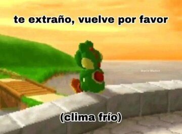 Yoshi to melancolico to jodido mirando al atardecer y pone te extraño vuelve por favor (clima frío) 