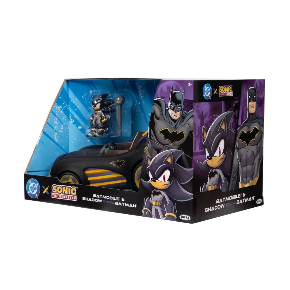 DC x Sonic the Hedgehog Batmobile With Shadow as Batman Revealed by JAKKS Pacific

