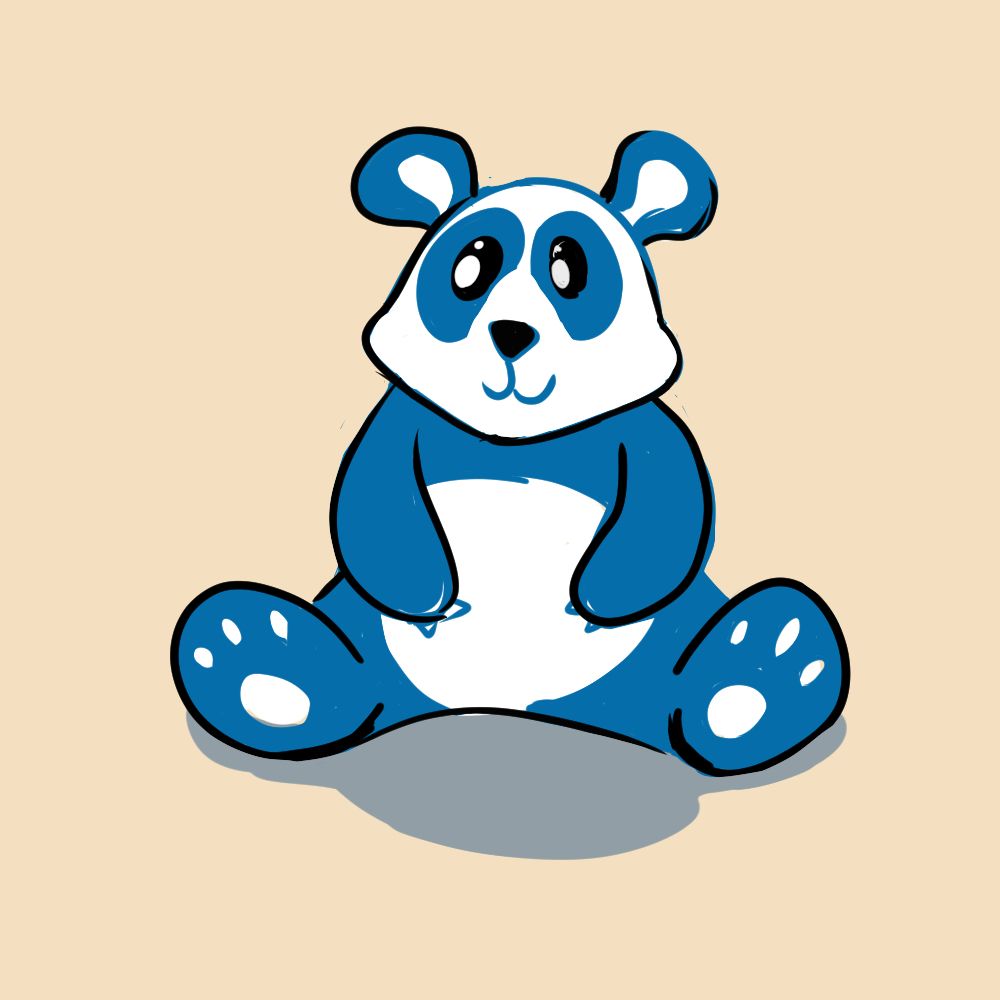A digital drawing of a simplified cartoon Panda.