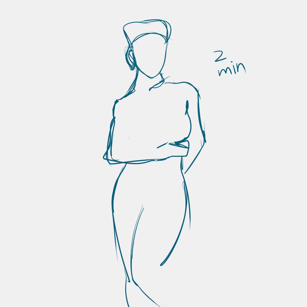 2 min. A figure drawing suggesting a nude woman posing modestly