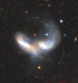 A merger galaxy system that look Arp-like.

https://www.legacysurvey.org/viewer?ra=171.8432&dec=-5.4983&layer=ls-dr9&zoom=14
