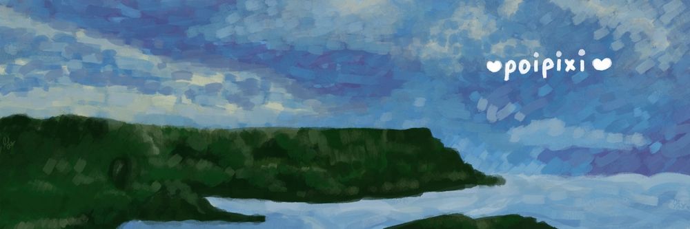 illustration. digital painting of landscape near Giant’s Causeway in Ireland. Various greens depict a mountain shore, a blue and white ocean, and a cloudy, blue and purple sky. Some yellow sunlight pours in to the left of the sky.