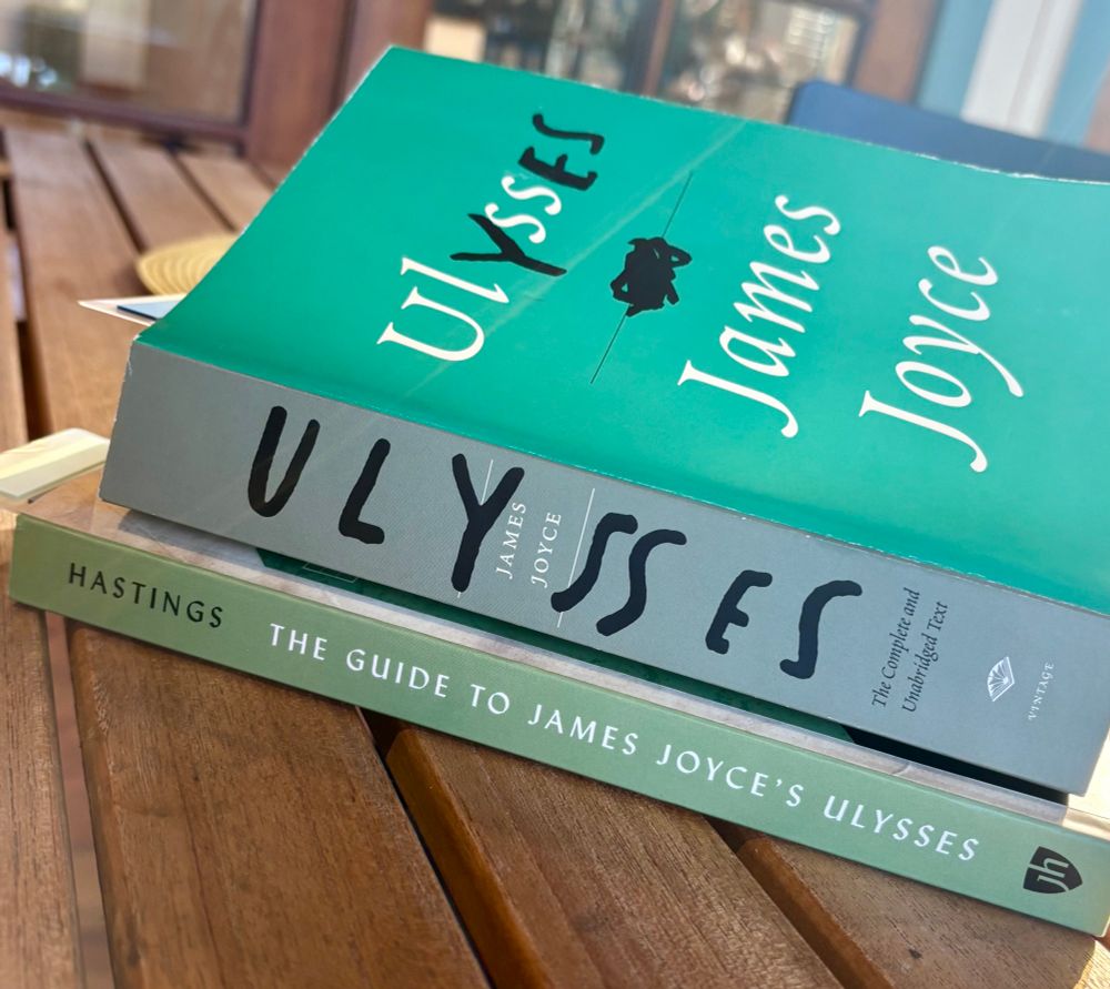 A copy of Ulysses by James Joyce is pictured along with another book as an guide to Ulysses 