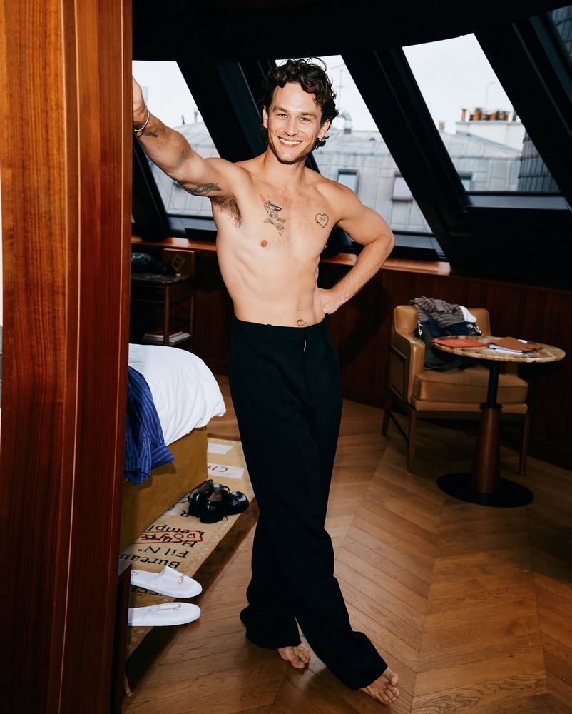 Brandon Flynn in Paris for British GQ the morning of LOEWE SS26 show, October 3, 2025. Photos by Sofi Adams.