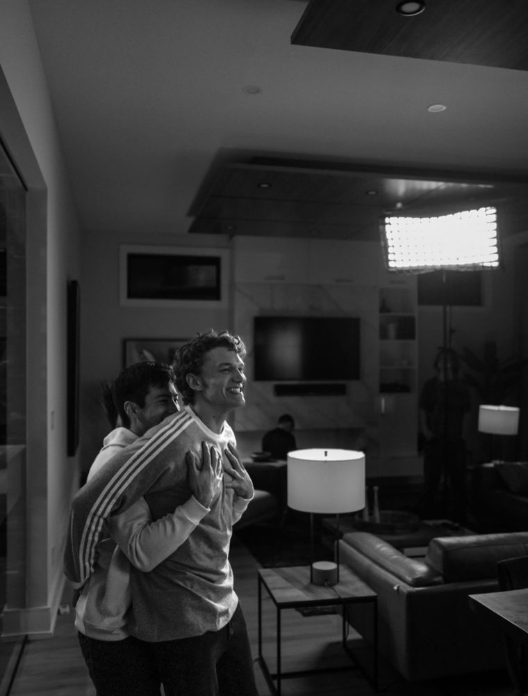 Connor Storrie and Hudson Williams - Heated Rivalry BTS pics from Jackson Yeung’s IG story. 