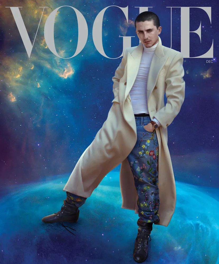 Cover image, Timothée Chalamet for Vogue Magazine, December 2025 issue. Photos by the iconic Annie Leibovitz.