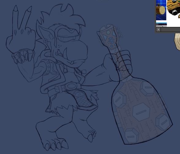 Sketch of a custom designed Shamamon from Digimon digital monsters