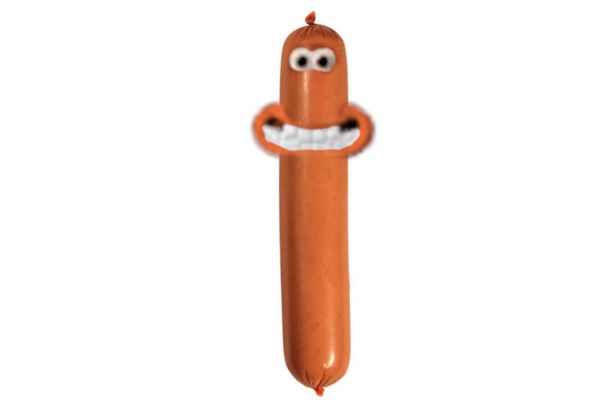 hot dog with wallace's mouth and eyes
