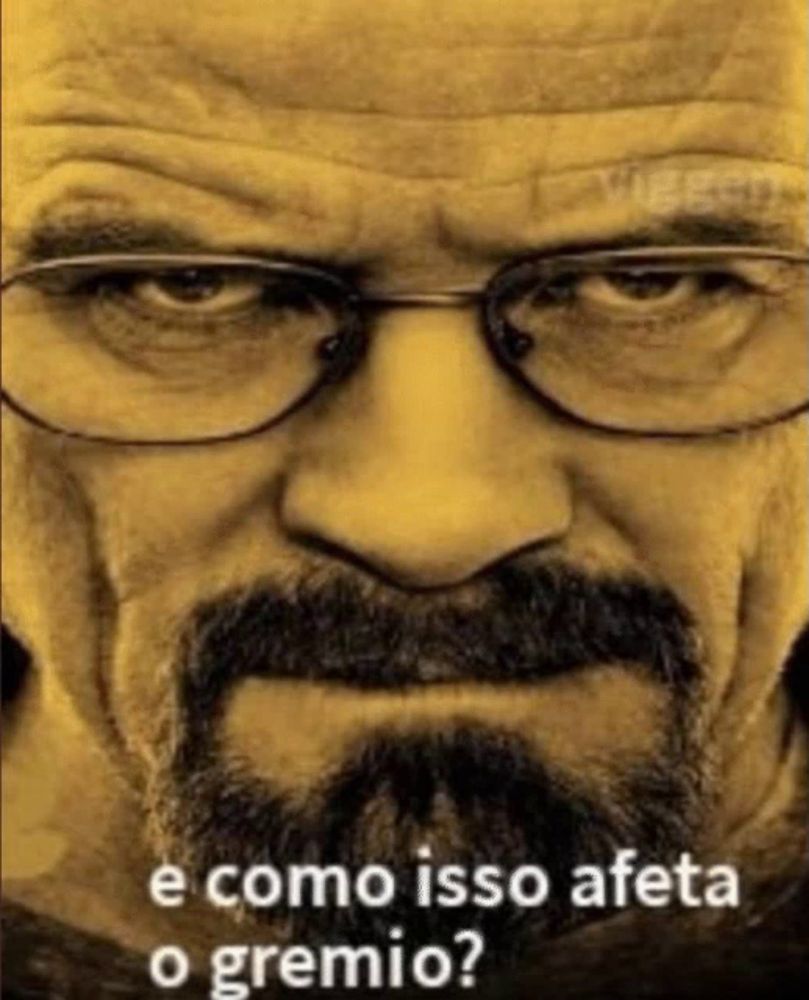 a man with glasses and a beard has the words e como isso afeta o gremio on his face