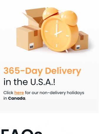 A promotional image for a shipping company that says “365-day delivery in the USA!”