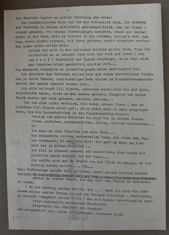 Briefdokument mit Schreibmaschine geschrieben.