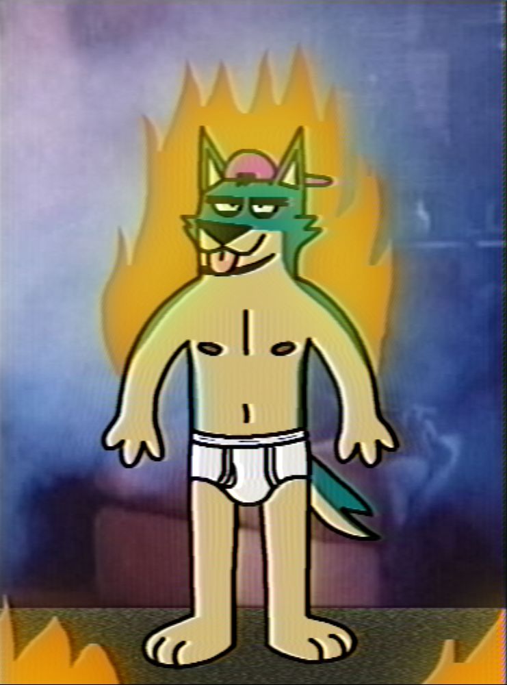 Edd in his underwear and also on freaking fire.