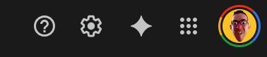 Screen shot of a series of buttons displayed on the top right of Google Drive. In the middle is a star symbol, representing Google's Gemini AI.