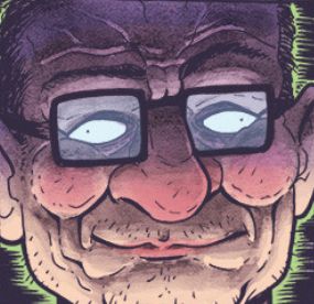 A horrible close up of a drawing of my dead-eyed, smiling face.