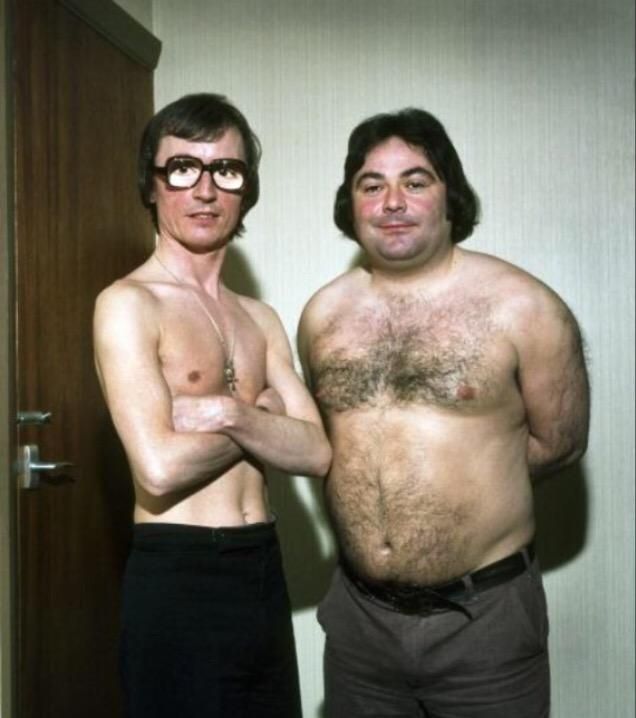 Sid Little and Eddie Large topless. Phwoar.