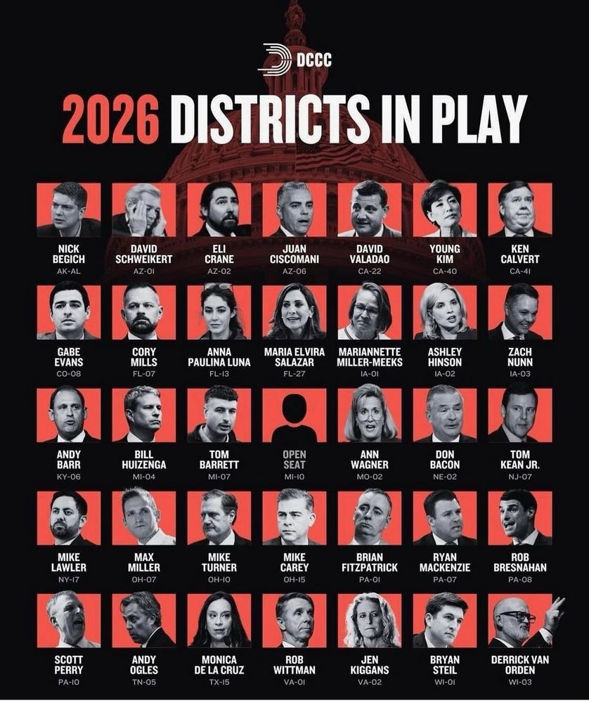 a grid showing all GOP congressional reps in districts at play in 2026