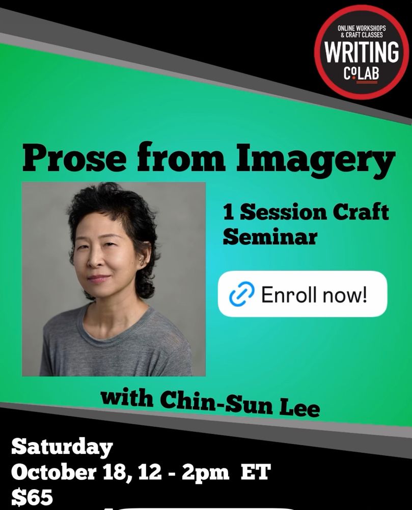 flyer announcing a craft seminar with an image of the instructor, chin-sun lee, an asian woman wearing a gray t-shirt