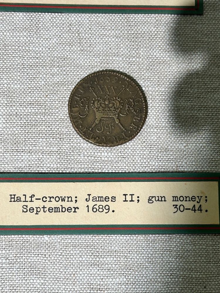 Half-crown; James II; gun money; September 1689.
30-44.