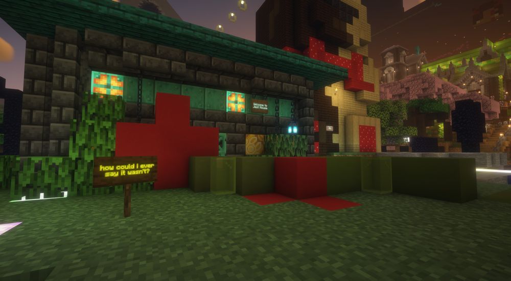 a sign that reads, "how could i ever say it wasn't?" in front of the first meaningful build you ever placed
