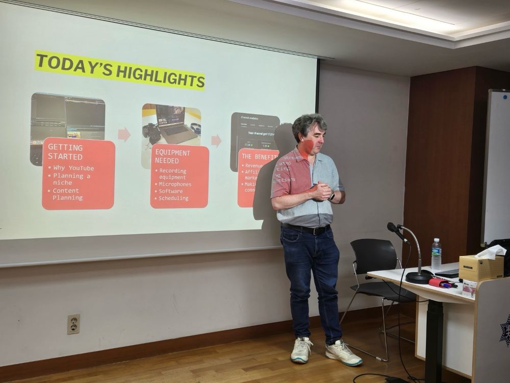 Delivering the presentation. 