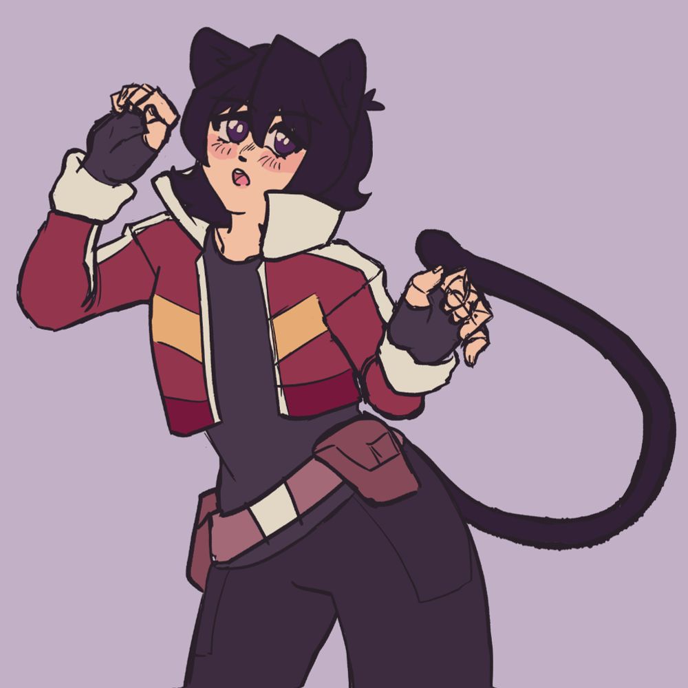 Keith with cat ears and tail, holding his hands to the sides in a loose claw like gesture
