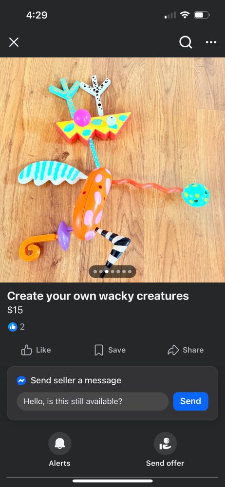 A screenshot from Facebook Marketplace of a toy that Zooble from The Amazing Digital Circus is inspired from