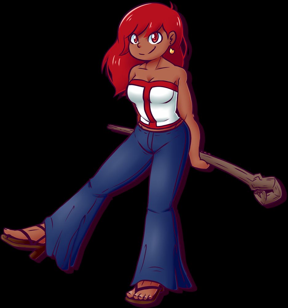 my oc Cascalia wearing bell bottom jeans because i was obsessed with them back in 2020. kinda still am