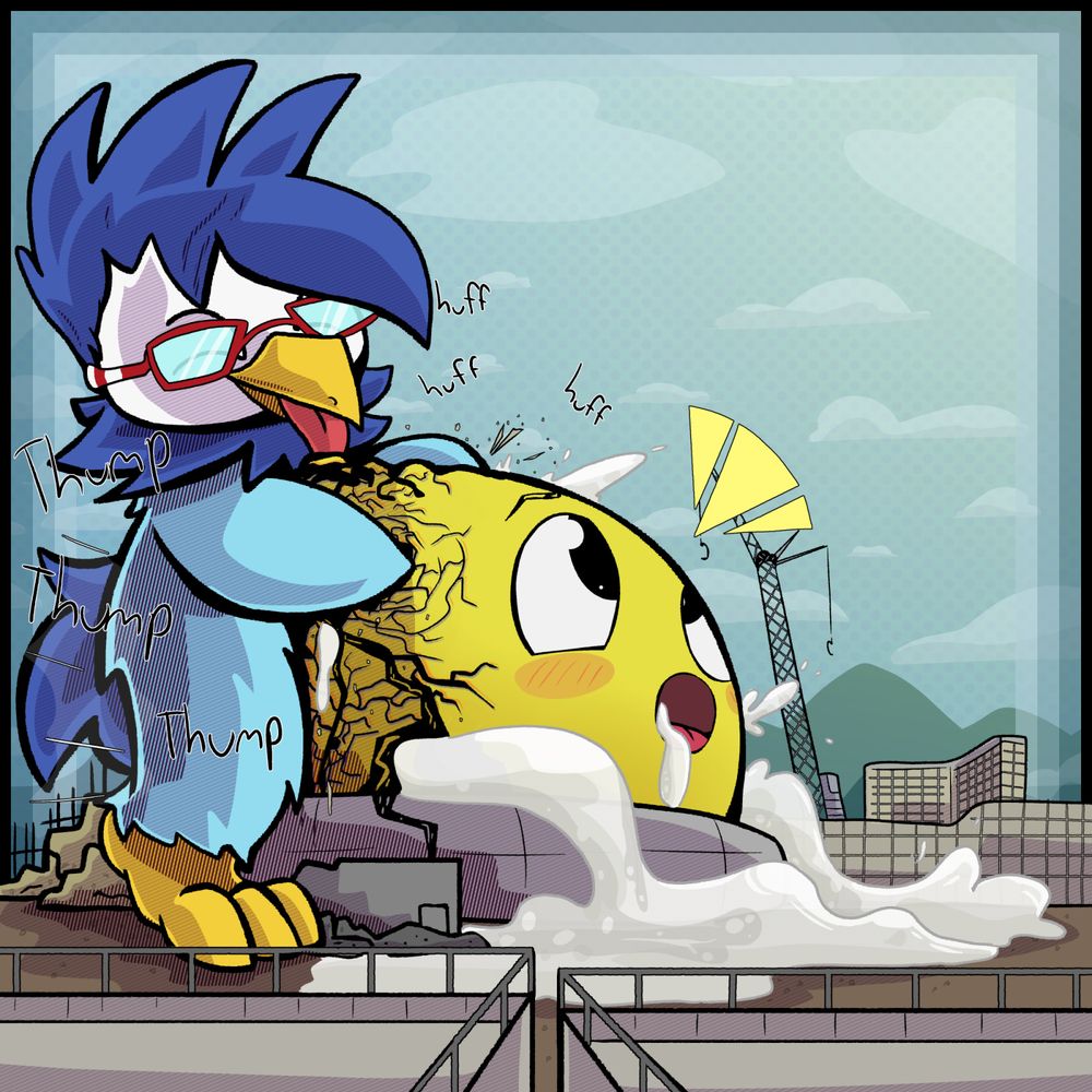 Piplup flooding the Las Vegas Sphere with their cum. The pressure causes the sphere to leak, flooding the surrounding area. The sphere has an ahegao-like expression.