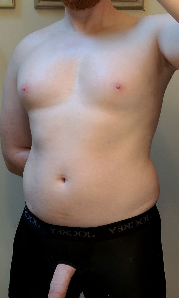 me in black boxer briefs with my cock coming out of the fly