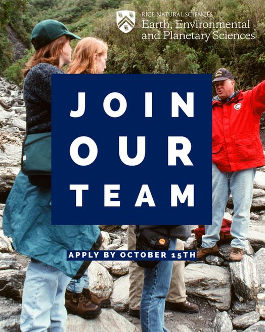 Picture of students and professor on rocky terrain. EEPS logo with text "Join our team apply by october 15th"