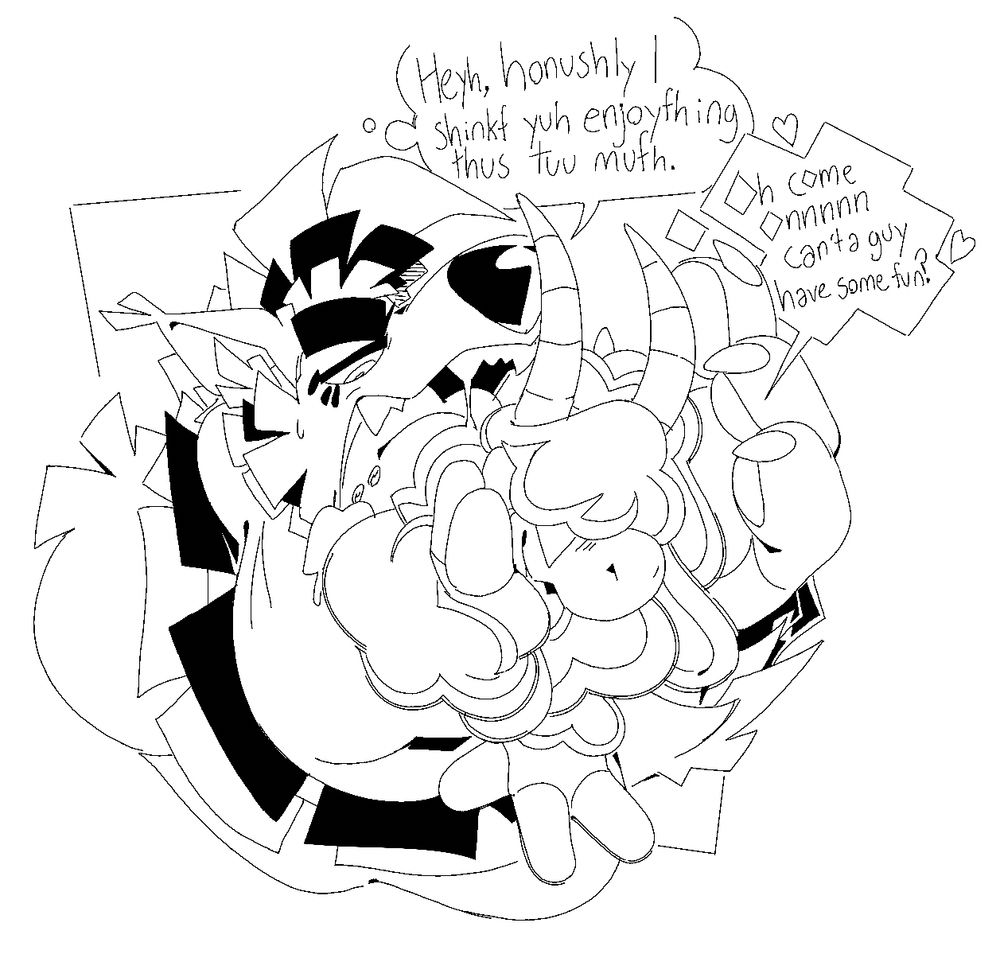 Rhombos the Sheep being ate by Clancer the Paperdog