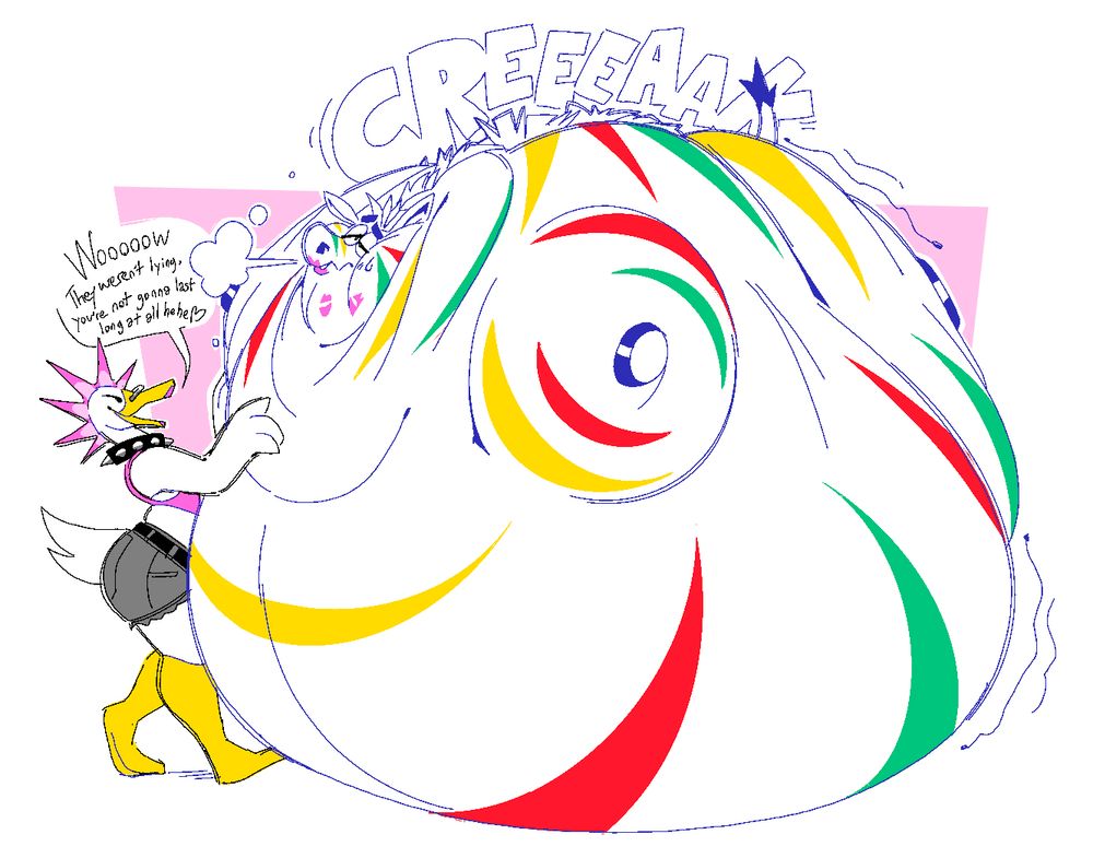 The fruit stripe zebra implied to be blown up to the edge of bursting by the bubble yum goose