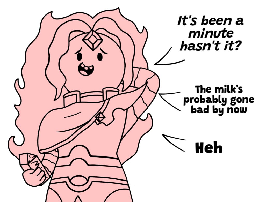 Flame Princess, Adventure Time

It's been a minute hasn't it? The milk's probably gone bad by now. Heh